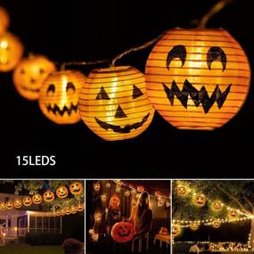 img 4 attached to 🎃 Spooky Halloween String Lights: 10ft 15 LEDs Pumpkin Jack-O-Lantern Decorations