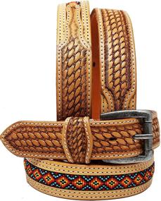 img 2 attached to 🌸 Exquisite Unisex Western Floral Full Grain Leather Men's Accessories and Belts: Timeless Elegance and Quality