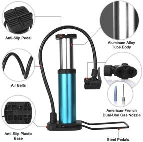 img 1 attached to 🚲 Emoly Mini Bike Pump - Portable Foot Activated Bicycle Pump with Universal Presta and Schrader Valve, High Pressure up to 120PSI - Ideal for Mountain Bike, Basketballs, Footballs - Blue