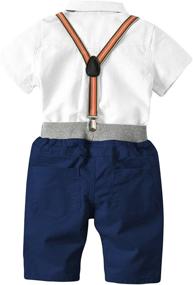 img 2 attached to 💼 Gentleman Toddler Boy Shirt and Overall Set: Bowtie Suspender Included!