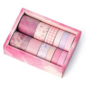 img 2 attached to Molshine Set of 12 Rolls Washi Masking 🍒 Tape: Craft, Decorate, and Celebrate with Cherry Pink Party Series