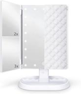 💄 flymiro makeup mirror vanity mirror with lights - trifold, 21 led lights, touch screen, dual power, portable & high definition cosmetic lighted up mirror (white) logo