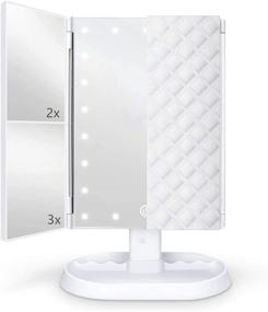 img 4 attached to 💄 Flymiro Makeup Mirror Vanity Mirror with Lights - Trifold, 21 LED Lights, Touch Screen, Dual Power, Portable & High Definition Cosmetic Lighted Up Mirror (White)