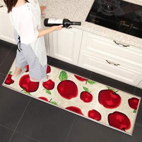 img 2 attached to 🔝 Upgrade Your Kitchen with Magstonee Non-Slip Rubber Backing Kitchen Rug Set - 3 Piece Carpet Doormat Rug Sets (3pcs)