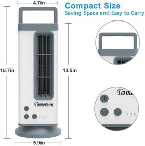 img 2 attached to 💨 Compact 80° Oscillating Tower Fan: Powerful Mini Fan for Bedroom with Large Airflow, Ideal for Home and Office Use - Portable with Metal Shell, 3 Timers, 2 Speed Settings