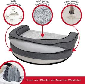 img 3 attached to 🐾 Premium SportPet Designs Sofa Lounge Pet Bed with Washable Cover, Reversible Blanket, Water-Resistant Liner, and Top Memory Foam