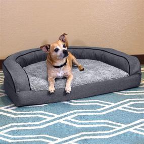 img 1 attached to 🐾 Premium SportPet Designs Sofa Lounge Pet Bed with Washable Cover, Reversible Blanket, Water-Resistant Liner, and Top Memory Foam