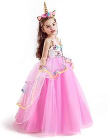 img 1 attached to TTYAOVO Princess Girl Dress: Long Tulle Gown for Flower Girls in Unicorn Costume