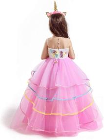 img 3 attached to TTYAOVO Princess Girl Dress: Long Tulle Gown for Flower Girls in Unicorn Costume