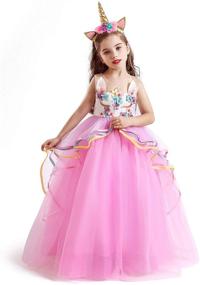img 4 attached to TTYAOVO Princess Girl Dress: Long Tulle Gown for Flower Girls in Unicorn Costume