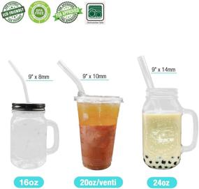 img 3 attached to 🥤 ECO Friendly Glass Drinking Straws for Boba Smoothies, Reusable and Healthy, BPA Free, 9&quot; x 0.55&quot; / 0.4&quot; / 0.32&quot;, 5 Pack with Cleaning Brush (Mixed Size)