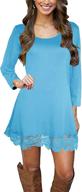 👗 afibi women's long sleeve a-line dress with lace stitching trim - perfect for casual occasions logo