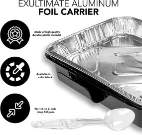 img 3 attached to 🍽️ Black Aluminum Foil Carrier with Lid, Serving Spoon, and Stackable Casserole Pans Holder by Exultimate