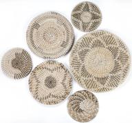 handmade seagrass set of 6: large boho wall décor baskets - wicker and rustic home decoration логотип