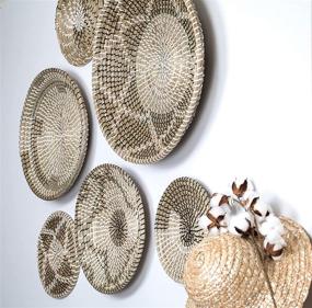 img 3 attached to Handmade Seagrass Set of 6: Large Boho Wall Décor Baskets - Wicker and Rustic Home Decoration