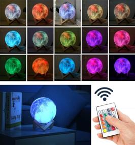 img 1 attached to 🌙 Kowth Moon Lamp 5.9in: Dimmable 3D Colorful LED Night Light for Kids Bedroom - 16 Colors, 7 Light Modes, USB Charging, Wooden Stand