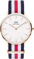 часы daniel wellington classic canterbury с мультицветным ремешком nato. логотип