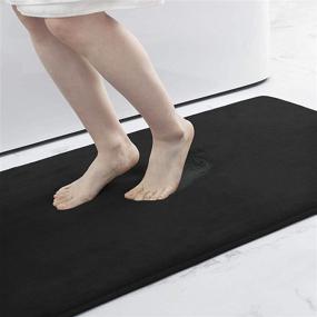 img 4 attached to Smiry Memory Foam Bath Mat - Super Soft Absorbent Non Slip Bathroom Rug Runner - 17&#34; x 24&#34; - Black