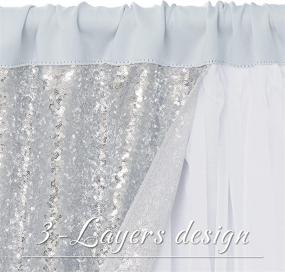 img 1 attached to 🎉 PONY DANCE 84-Inch Long Curtains for Living Room - Sparkly Silver Sequins, White Sheer Backdrop, 3 Layers of Fabric - Ideal for Party Birthdays, Anniversaries, Wedding Decor - Set of 2 Panels