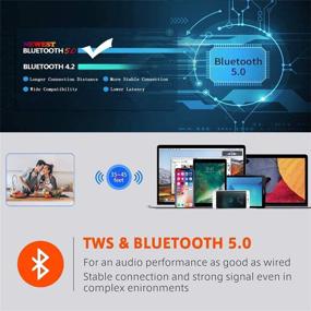 img 3 attached to 🎧 Беспроводные Bluetooth наушники высокой производительности с удобным портативным зарядным кейсом - наушники Bluetooth 5.0 для улучшенного опыта работы и занятий спортом