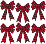 🎀 iconikal 5-loop flannel bows: red buffalo plaid 6-pack, 9 x 12-inch - top quality! logo