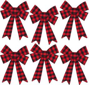 img 3 attached to 🎀 Iconikal 5-Loop Flannel Bows: Red Buffalo Plaid 6-Pack, 9 x 12-Inch - Top Quality!