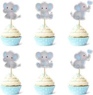 🐘 48pcs blue elephant cupcake toppers for baby boy shower - it's a boy cupcake picks decoration, perfect for baby boy's birthday party supplies логотип