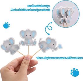 img 2 attached to 🐘 48pcs Blue Elephant Cupcake Toppers for Baby Boy Shower - It's a Boy Cupcake Picks Decoration, Perfect for Baby Boy's Birthday Party Supplies