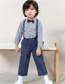 img 3 attached to 👶 A&amp;J DESIGN Baby Boys Gentleman Outfit Set, 3pcs Suit Shirt with Suspender &amp; Pants