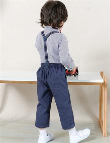 img 2 attached to 👶 A&amp;J DESIGN Baby Boys Gentleman Outfit Set, 3pcs Suit Shirt with Suspender &amp; Pants