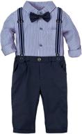 👶 a&amp;j design baby boys gentleman outfit set, 3pcs suit shirt with suspender &amp; pants logo