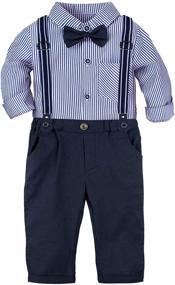 img 4 attached to 👶 A&amp;J DESIGN Baby Boys Gentleman Outfit Set, 3pcs Suit Shirt with Suspender &amp; Pants