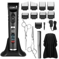 💇 ceenwes cordless professional hair clippers, rechargeable hair trimmer with led display - men and family haircut kit, includes charging dock, 8 guide combs, 2 scissors and 1 hairdressing cape logo