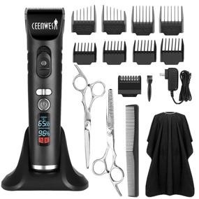 img 4 attached to 💇 Ceenwes Cordless Professional Hair Clippers, Rechargeable Hair Trimmer with LED Display - Men and Family Haircut Kit, Includes Charging Dock, 8 Guide Combs, 2 Scissors and 1 Hairdressing Cape