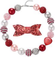 🎀 stylish habily chunky bubblegum necklace & hairpin: christmas fashion beads for baby girls with gift box logo