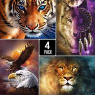 🎨 5d diy diamond painting by number kit - 4 pack, full drill cross stitch rhinestone embroidery paint craft for home wall decor, 12x16 inch logo