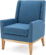 archibald blue mid-century modern accent chair with fabric upholstery logo