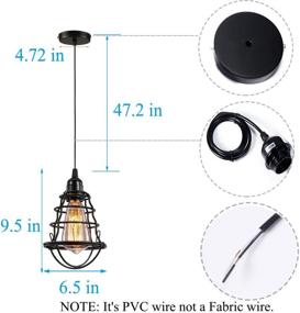 img 2 attached to 🏭 Vintage Industrial Pendant Light 2 Pack - INNOCCY Edison Hanging Cage Pendant Lights for Kitchen Home Lighting