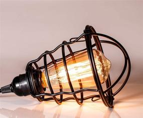 img 3 attached to 🏭 Vintage Industrial Pendant Light 2 Pack - INNOCCY Edison Hanging Cage Pendant Lights for Kitchen Home Lighting