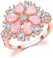 💍 stunning cinily opal ring-14k rose gold plated pink opal cubic zirconia cz ring gemstone for women size 5-12 logo