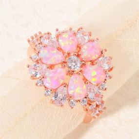 img 3 attached to 💍 Stunning CiNily Opal Ring-14K Rose Gold Plated Pink Opal Cubic Zirconia CZ Ring Gemstone for Women Size 5-12