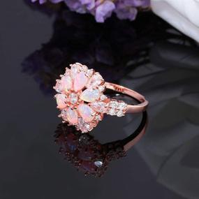 img 1 attached to 💍 Stunning CiNily Opal Ring-14K Rose Gold Plated Pink Opal Cubic Zirconia CZ Ring Gemstone for Women Size 5-12