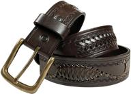 🤠 authentic full grain leather western hand-braided belt - casual jean belt, wide 1-1/2'' (38mm), assembled in the usa logo