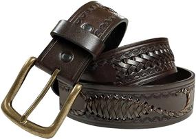 img 4 attached to 🤠 Authentic Full Grain Leather Western Hand-Braided Belt - Casual Jean Belt, Wide 1-1/2'' (38mm), Assembled in the USA