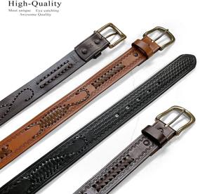 img 1 attached to 🤠 Authentic Full Grain Leather Western Hand-Braided Belt - Casual Jean Belt, Wide 1-1/2'' (38mm), Assembled in the USA