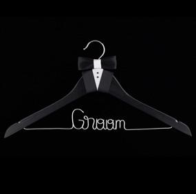 img 1 attached to 🤵 Ella Celebration Groom Hanger: Perfect Wooden & Wire Hanger for Tuxedos and Suits in Elegant Black Wood (Groom Edition)