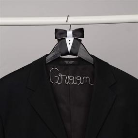 img 3 attached to 🤵 Ella Celebration Groom Hanger: Perfect Wooden & Wire Hanger for Tuxedos and Suits in Elegant Black Wood (Groom Edition)