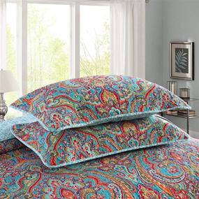 img 2 attached to MaiuFun Queen/Full Size Cotton Bedspread Quilt Sets (90x98 Inch) - Reversible Paisley Floral Patchwork Patterns - 3-Piece Bedding Coverlet for All Season (Includes 1 Quilt + 2 Pillow Shams)