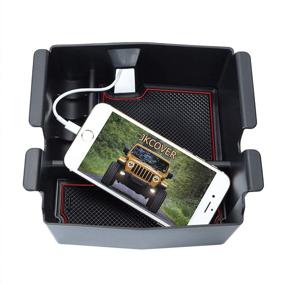 img 1 attached to 🔴 Premium Center Console Organizer Tray Wrangler JL/JLU 2018-2022 & Gladiator JT Truck 2020-2022 - Red Trim Accent - Enhanced Armrest Accessories - Not for JK/JKU Models