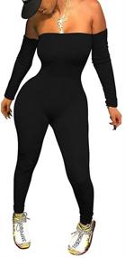 img 4 attached to 👗 LAGSHIAN Women's Off-Shoulder Sleeve Jumpsuit - Women's Clothing, Jumpsuits, Rompers & Overalls